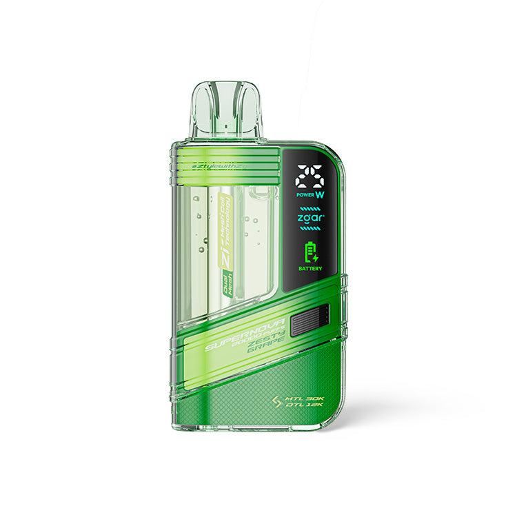 正品冰熊Zgar Supernova 20000口一次性电子烟-可视化烟仓/LED显示屏/可调节火力烟阻 【新口味】青提