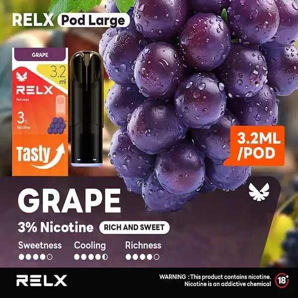正品悦刻RELX Pod Large 3.2ml大容量版烟弹-三颗起售,多口味可选-兼容5/6/7代烟杆 葡萄