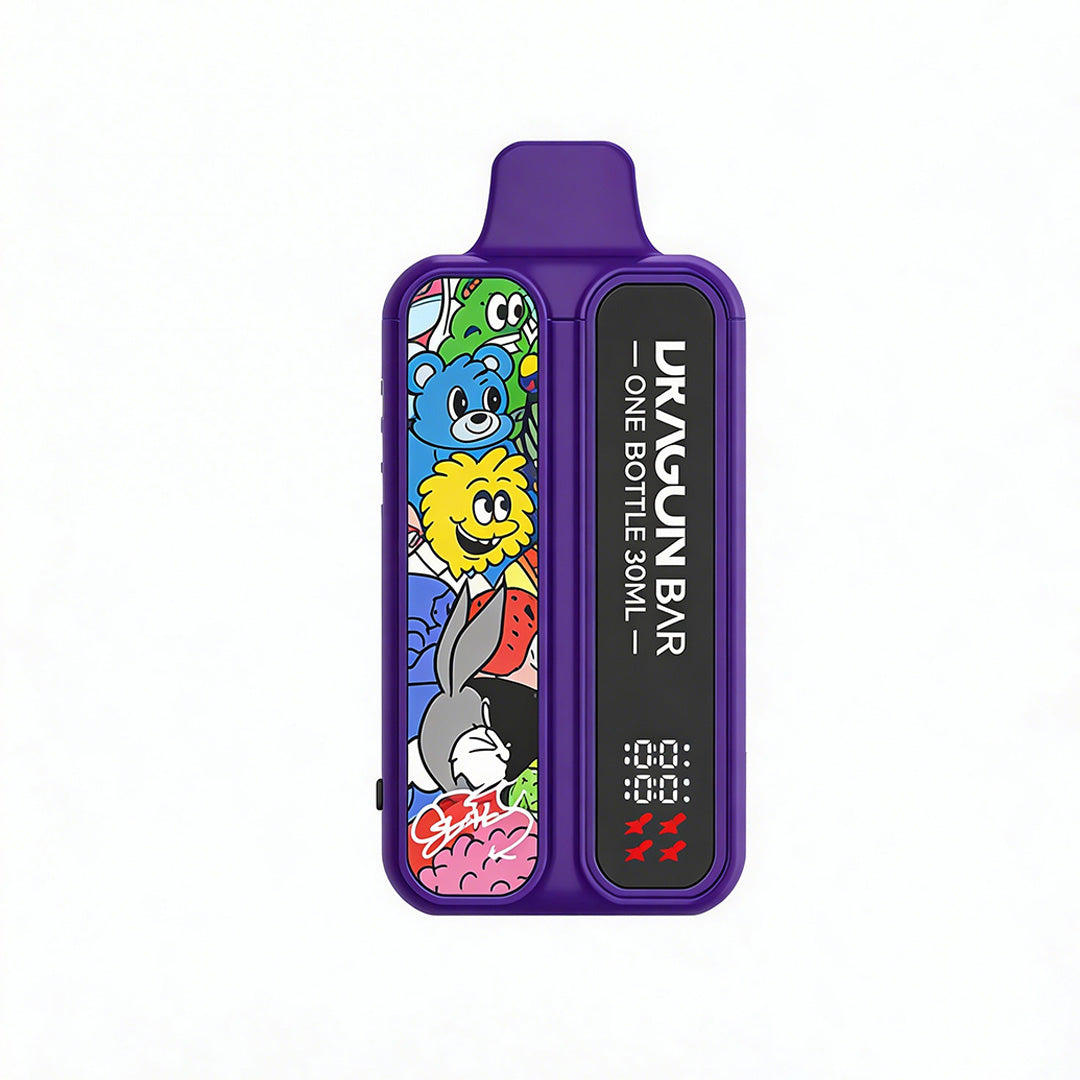 正品 Dragon Bar 龙吧阿童木动画主题权志龙同款30ml超大容量60000口油电显示可调功率一次性电子烟-多口味可选 冰红酒