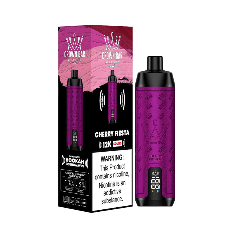 正品阿尔法赫皇冠系列AL FAKHER CROWN BAR 12000口低尼水烟声波油量电量显示大烟雾电子烟-多口味可选 樱桃盛宴