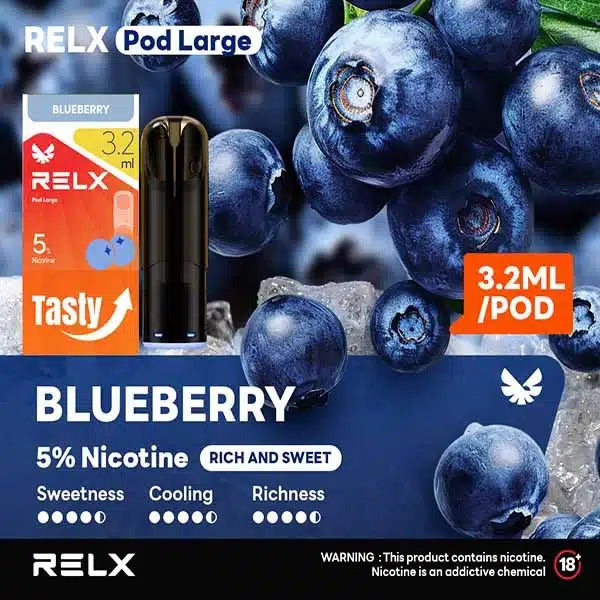 正品悦刻RELX Pod Large 3.2ml大容量版烟弹-三颗起售,多口味可选-兼容5/6/7代烟杆 蓝莓