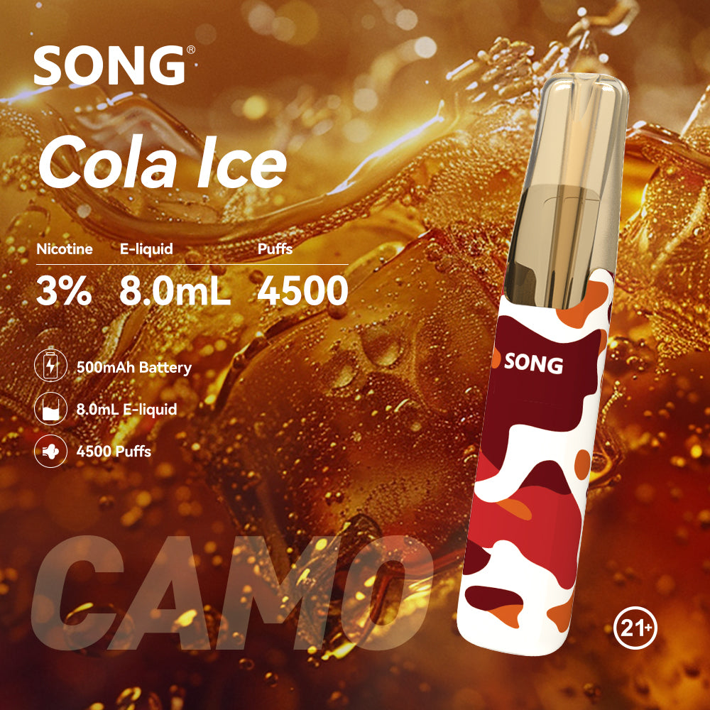 正品崧鸭嘴兽 Song Camo Series A36迷彩杆身一次性电子烟4500口-多口味可选 可乐冰