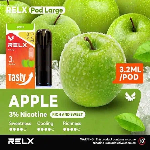 正品悦刻RELX Pod Large 3.2ml大容量版烟弹-三颗起售,多口味可选-兼容5/6/7代烟杆 苹果