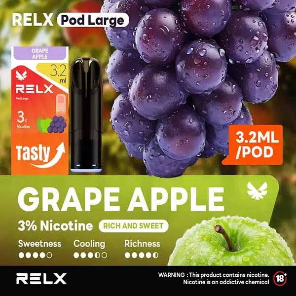 正品悦刻RELX Pod Large 3.2ml大容量版烟弹-三颗起售,多口味可选-兼容5/6/7代烟杆 葡萄苹果