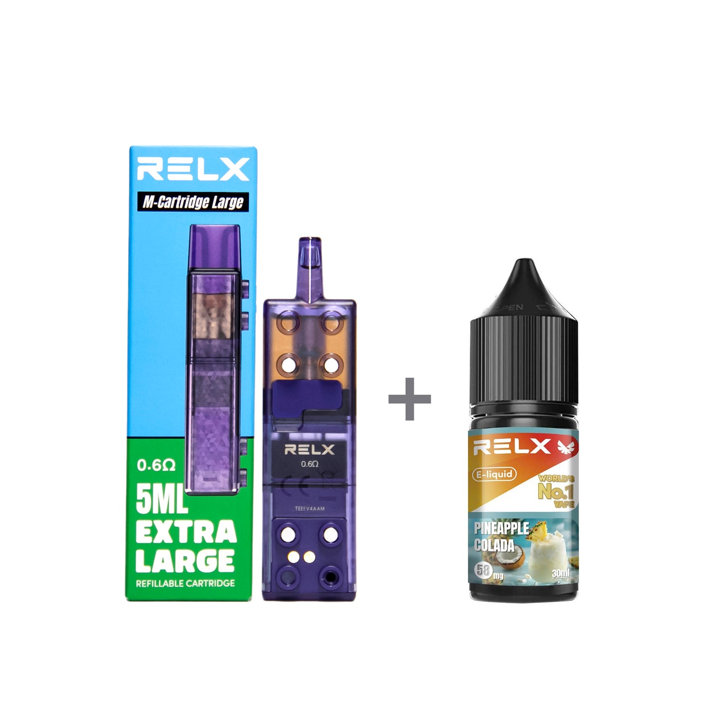 正品悦刻三代积木空弹烟油套餐(5ml容积RELX空弹+30ml正品RELX E-liquid) 套装(空弹+烟油) 菠萝椰子_5%Nic