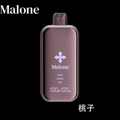 正品Malone Bar马龙克罗心35000口金属全镜面高颜值屏幕三档功率可调一次性电子烟-多口味可选 桃子