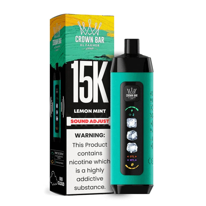 正品阿尔法赫15000口可调冰度款 AL FAKHER CROWN BAR ICE ADJUST 15K 大烟雾一次性电子烟-多口味可选 柠檬薄荷
