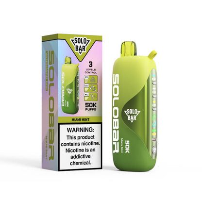 正品SOLOBAR 50K索罗超大容量5万口尼古丁/甜度/冰度可调节双输出模式一次性电子烟-多口味可选 迈阿密薄荷