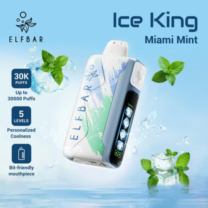 正品俄版ELFBAR ICE KING 30000口-爱奇迹五档冰度调节冰王一次性电子烟-多口味可选 迈阿密薄荷