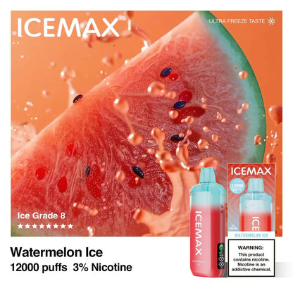 正品冰暴Icemax Ultra Freeze Taste 12000口超冰爽液晶显示屏一次性电子烟-多口味可选 西瓜冰