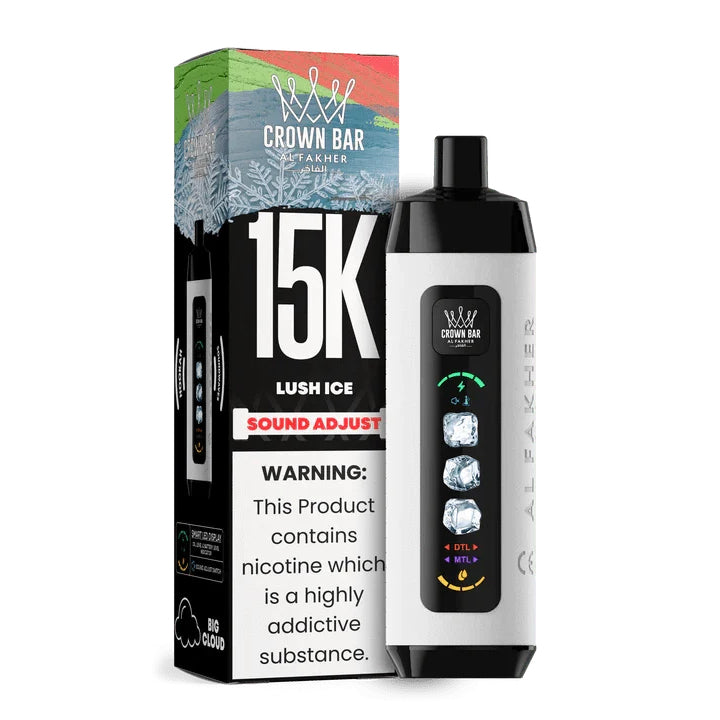 正品阿尔法赫15000口可调冰度款 AL FAKHER CROWN BAR ICE ADJUST 15K 大烟雾一次性电子烟-多口味可选 西瓜冰