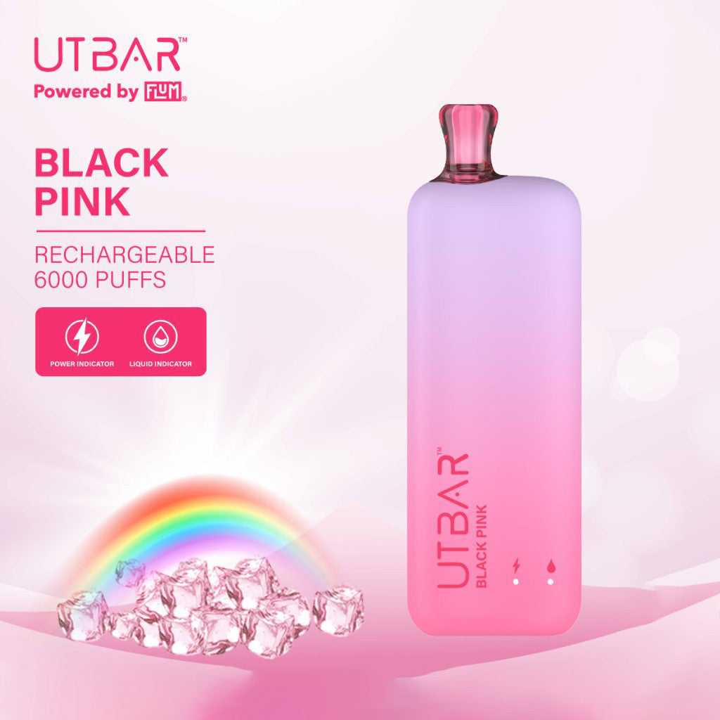 正品FLUM UTBAR 6000口绚丽质感外观设计电量油量指示一次性电子烟-多口味可选 彩虹冰