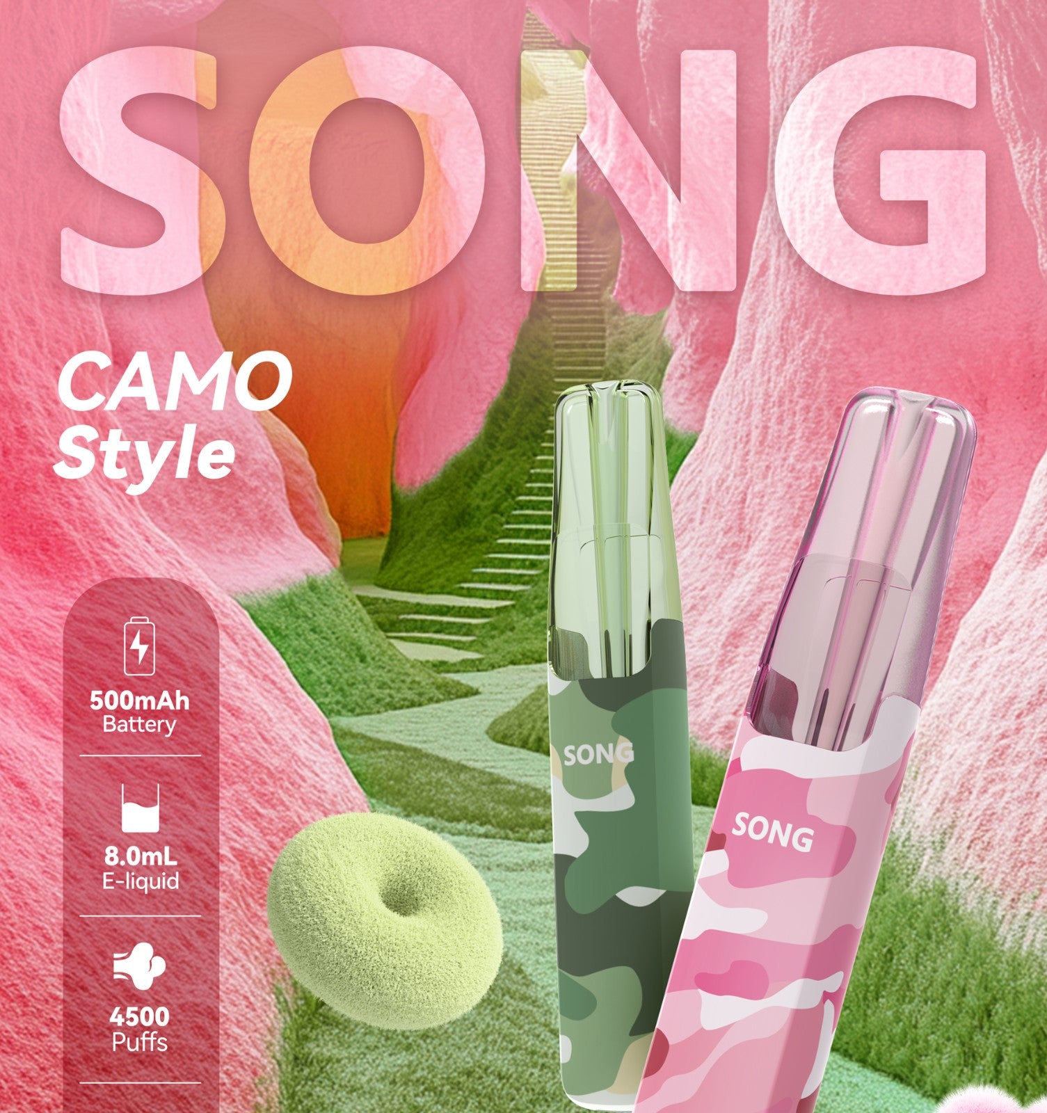 正品崧鸭嘴兽 Song Camo Series A36迷彩杆身一次性电子烟4500口-多口味可选