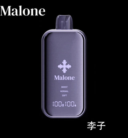 正品Malone Bar马龙克罗心35000口金属全镜面高颜值屏幕三档功率可调一次性电子烟-多口味可选 李子