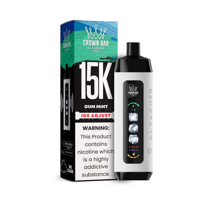 正品阿尔法赫15000口可调冰度款 AL FAKHER CROWN BAR ICE ADJUST 15K 大烟雾一次性电子烟-多口味可选 薄荷口香糖
