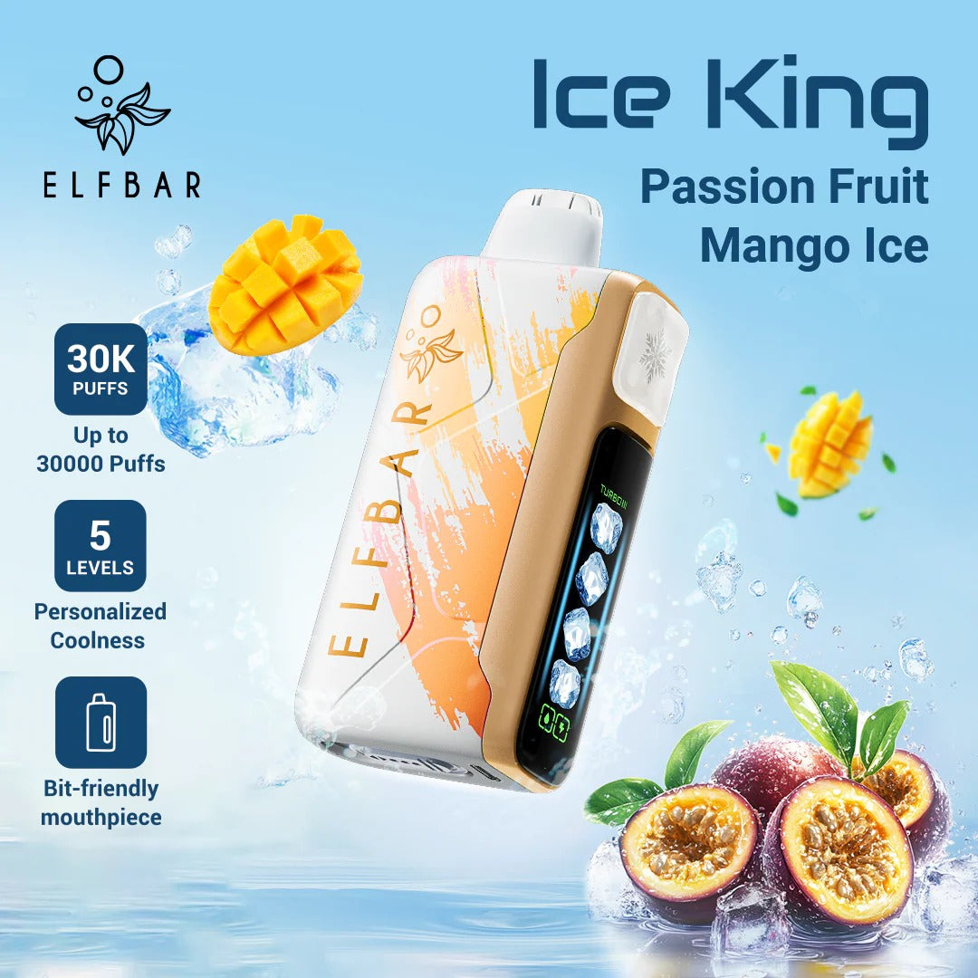 正品俄版ELFBAR ICE KING 30000口-爱奇迹五档冰度调节冰王一次性电子烟-多口味可选 百香果芒果冰