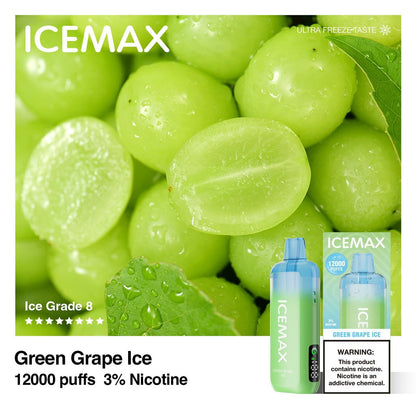 正品冰暴Icemax Ultra Freeze Taste 12000口超冰爽液晶显示屏一次性电子烟-多口味可选 青提冰