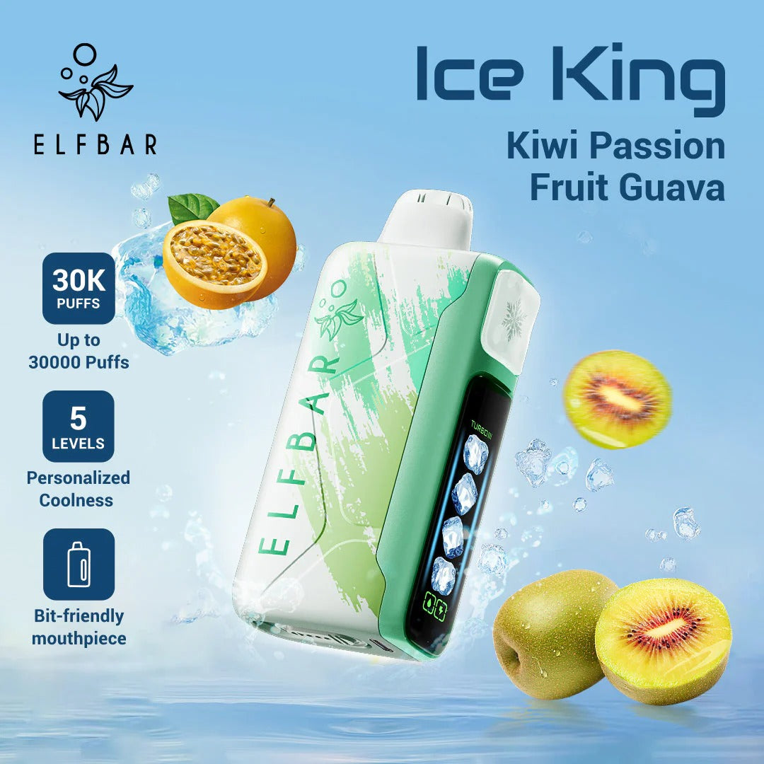 正品俄版ELFBAR ICE KING 30000口-爱奇迹五档冰度调节冰王一次性电子烟-多口味可选 奇异果百香果番石榴