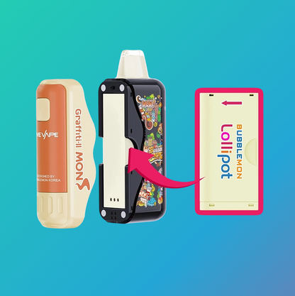 正品韩版巴布梦二代BUBBLE MON GRAFFITI-II 泡泡兽满天星炫彩壁纸LED灯效30000口可拆卸式电子烟套装/烟弹-多口味可选