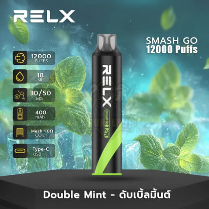 正品悦刻黑条RELX SMASH GO 12K时尚12000口人体工程学烟嘴大容量一次性电子烟-多口味可选 薄荷