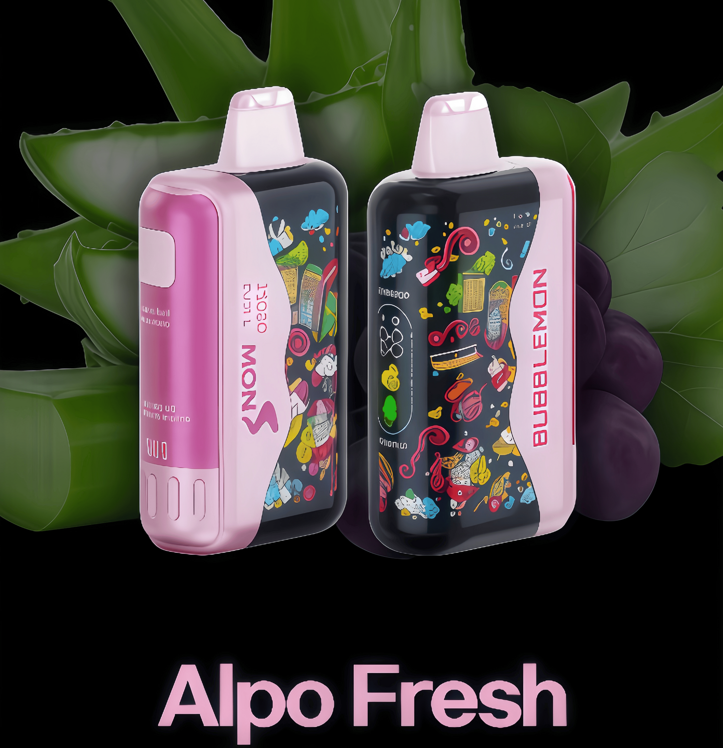 正品韩版BUBBLE MON GRAFFITI巴布梦泡泡兽满天星炫彩壁纸LED灯效35000口可调功率含隐藏口味一次性电子烟 芦荟葡萄