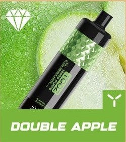 正品柚子水烟YOOZ SHISHA 14000口 DTL水晶炫彩钻石切割工艺大烟雾肺吸模式油量电量显示一次性电子烟-多口味可选 苹果