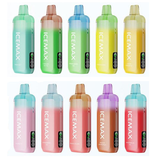 正品冰暴Icemax Ultra Freeze Taste 12000口超冰爽液晶显示屏电量显示透明烟仓一次性电子烟-多口味可选
