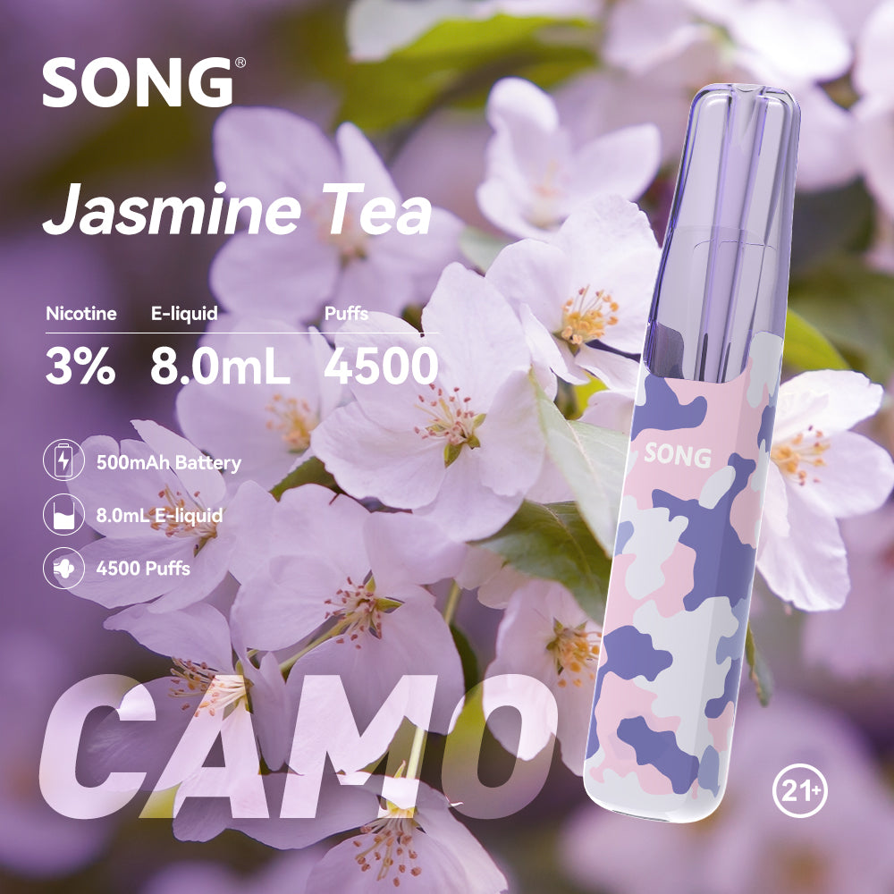 正品崧鸭嘴兽 Song Camo Series A36迷彩杆身一次性电子烟4500口-多口味可选 茉莉茶