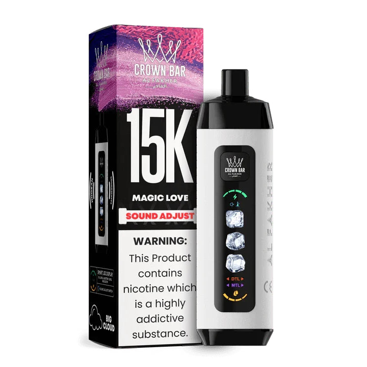 正品阿尔法赫15000口可调冰度款 AL FAKHER CROWN BAR ICE ADJUST 15K 大烟雾一次性电子烟-多口味可选 魔法之爱