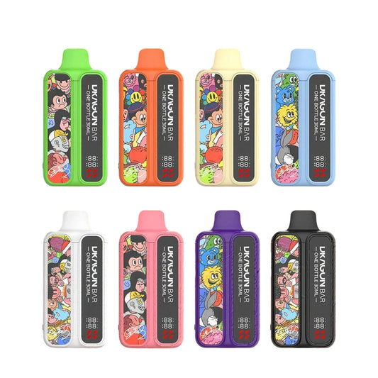 正品 Dragon Bar 龙吧阿童木动画主题权志龙同款30ml超大容量60000口油电显示可调功率一次性电子烟-多口味可选