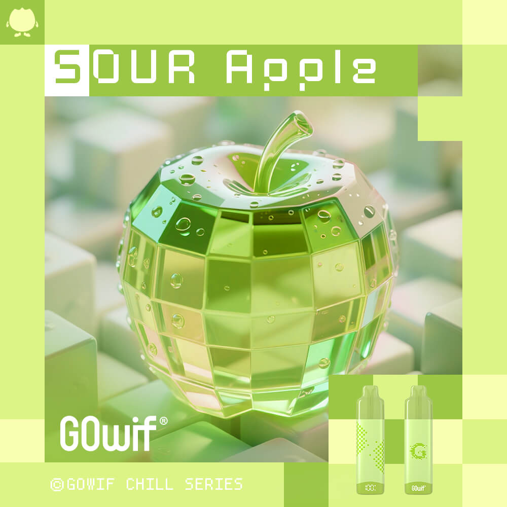正品高维GOwif Chill极凉系列18000口双陶瓷芯涡轮大功率透明油仓电量油量显示长续航一次性电子烟-多口味可选 酸苹果