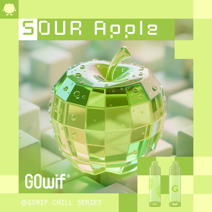 正品高维GOwif Chill极凉系列18000口双陶瓷芯涡轮大功率透明油仓电量油量显示长续航一次性电子烟-多口味可选 酸苹果