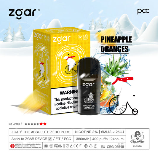 冰熊zgar 4/5代烟弹 菠萝3pods(三颗装)悦刻国标/海外四五六代杆子可通用