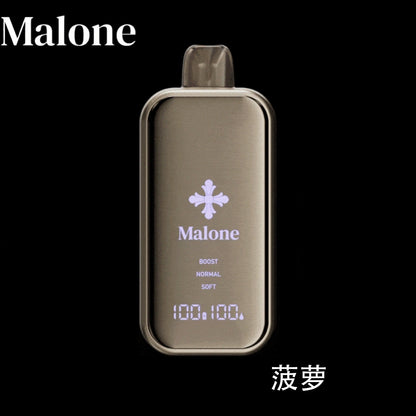 正品Malone Bar马龙克罗心35000口金属全镜面高颜值屏幕三档功率可调一次性电子烟-多口味可选 菠萝