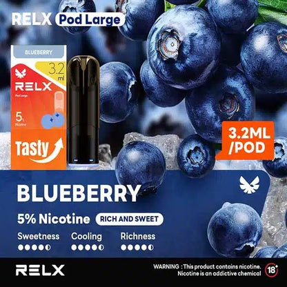 正品悦刻RELX Pod Large 3.2ml大容量版烟弹-三颗起售，多口味可选-兼容5/6/7代烟杆 蓝莓