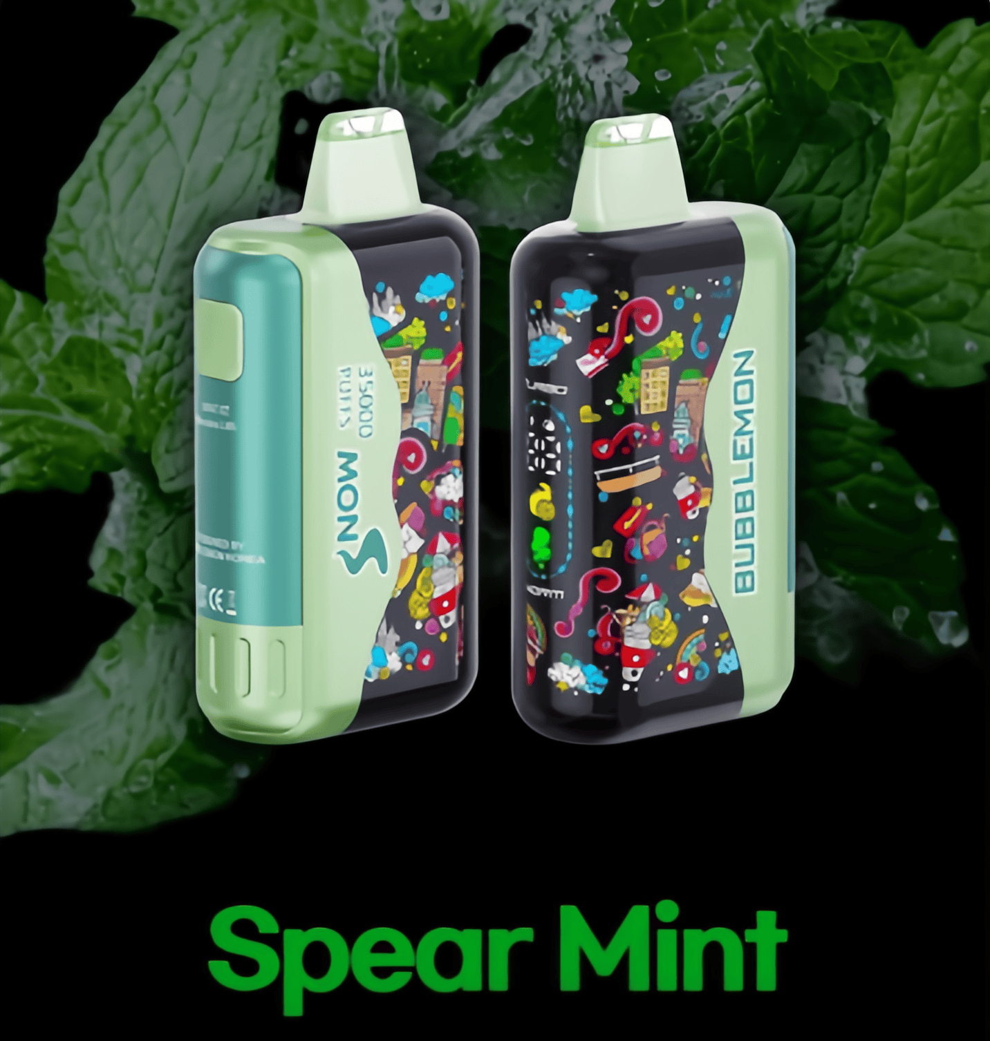 正品韩版BUBBLE MON GRAFFITI巴布梦泡泡兽满天星炫彩壁纸LED灯效35000口可调功率含隐藏口味一次性电子烟 黄酮薄荷