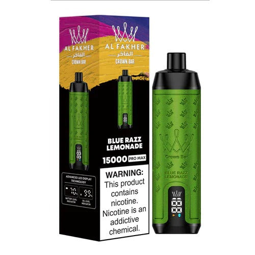 正品阿尔法赫皇冠系列 AL FAKHER CROWN BAR PRO MAX 15K 15000口大烟雾一次性电子烟带水烟声波油量电量显示-多口味可选 蓝莓覆盆子柠檬水