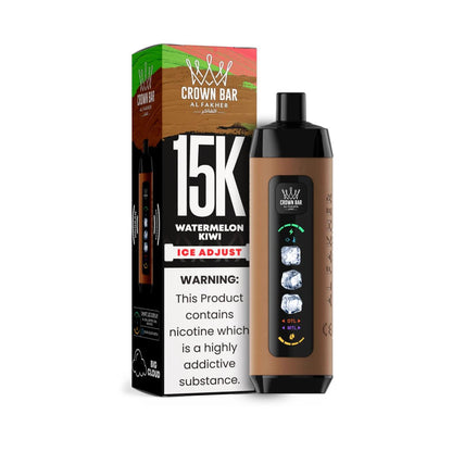 正品阿尔法赫15000口可调冰度款 AL FAKHER CROWN BAR ICE ADJUST 15K 大烟雾一次性电子烟-多口味可选 西瓜奇异果
