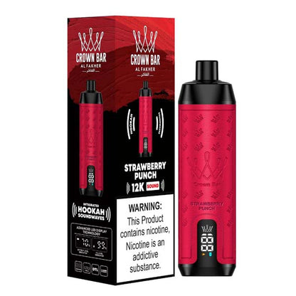 正品阿尔法赫皇冠系列AL FAKHER CROWN BAR 12000口低尼水烟声波油量电量显示大烟雾电子烟-多口味可选 草莓