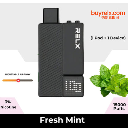 正品悦刻RELX Creator Starter Kit 15K悦刻乐高积木15000口(酷黑杆弹/黑杆白弹)可选磁吸式换弹电子烟套装-多口味可选 薄荷