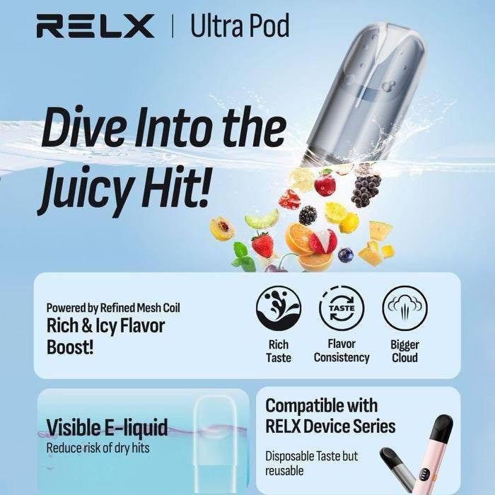 正品悦刻RELX Ultra Pod华人口感纯净极凉系列B-Mesh升级版网状雾化芯三颗装烟弹-多口味可选