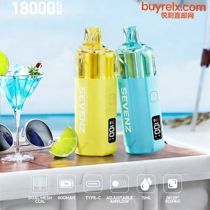 正品坦克7Z/SEVENZ TANK 18000口三档功率调节可视化油仓电量智能呼吸灯显示冰爽一次性电子烟-多口味可选