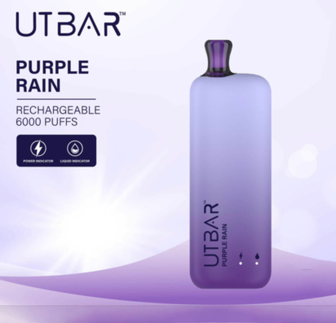 正品FLUM UTBAR 6000口绚丽质感外观设计电量油量指示一次性电子烟-多口味可选 紫雨
