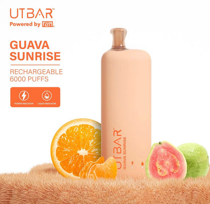 正品FLUM UTBAR 6000口绚丽质感外观设计电量油量指示一次性电子烟-多口味可选 番石榴日出