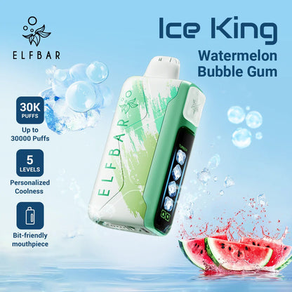 正品俄版ELFBAR ICE KING 30000口-爱奇迹五档冰度调节冰王一次性电子烟-多口味可选 西瓜泡泡糖