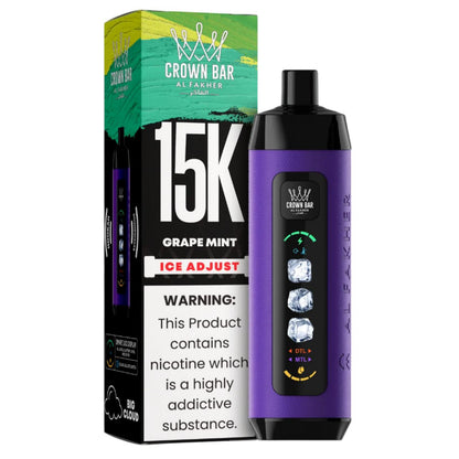 正品阿尔法赫15000口可调冰度款 AL FAKHER CROWN BAR ICE ADJUST 15K 大烟雾一次性电子烟-多口味可选 葡萄薄荷