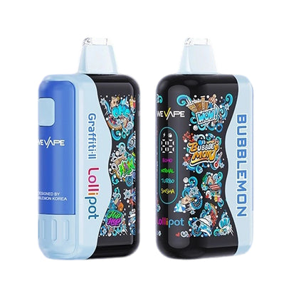 正品韩版巴布梦二代BUBBLE MON GRAFFITI-II 泡泡兽满天星炫彩壁纸LED灯效30000口可拆卸式电子烟套装/烟弹-多口味可选 蓝色