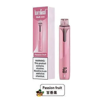 全新升级版 KS Quik 6000口小彩条冰爽一次性电子烟-多口味可选 百香果