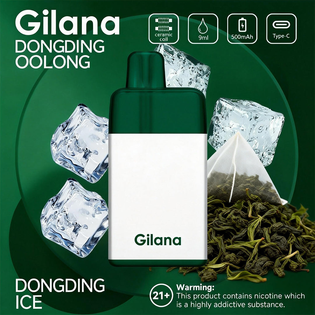 正品吉拉娜冰立方 Gilana Ice Cube 7000口劲爽冰感系列三色指示灯电量显示可视化油仓一次性电子烟-多口味可选 冻顶乌龙