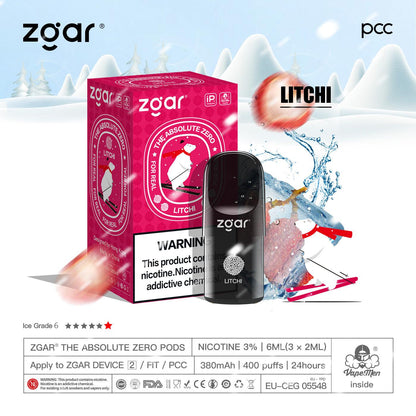 美版冰熊ZGAR Pod 4/5代荔枝(Iced Lychee)三颗装烟弹-悦刻RELX海外四五六代/国标烟杆可通用